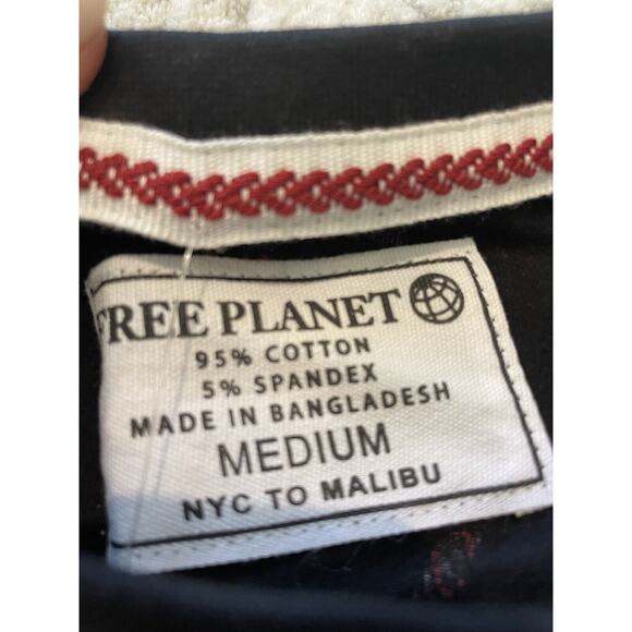 FREE PLANET Black W/Red & White Candy Canes Shirt. Size M. MSRP $38 NWT - Picture 3 of 4